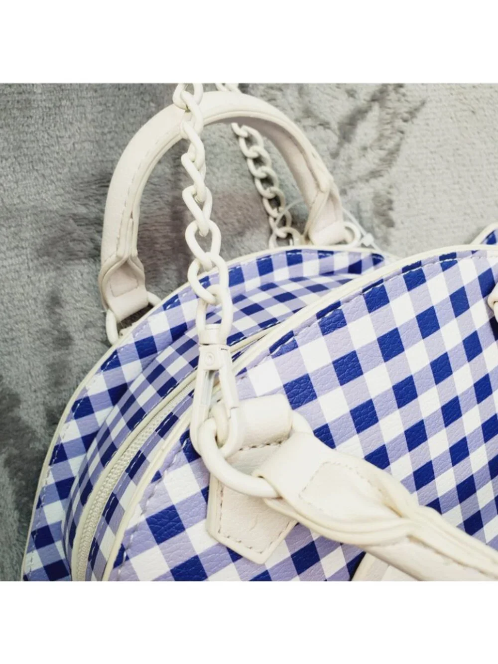 Betsey Johnson Crossbody Bag Fish Blue Gingham Nautical Kitsch Resort Beach Cruz
